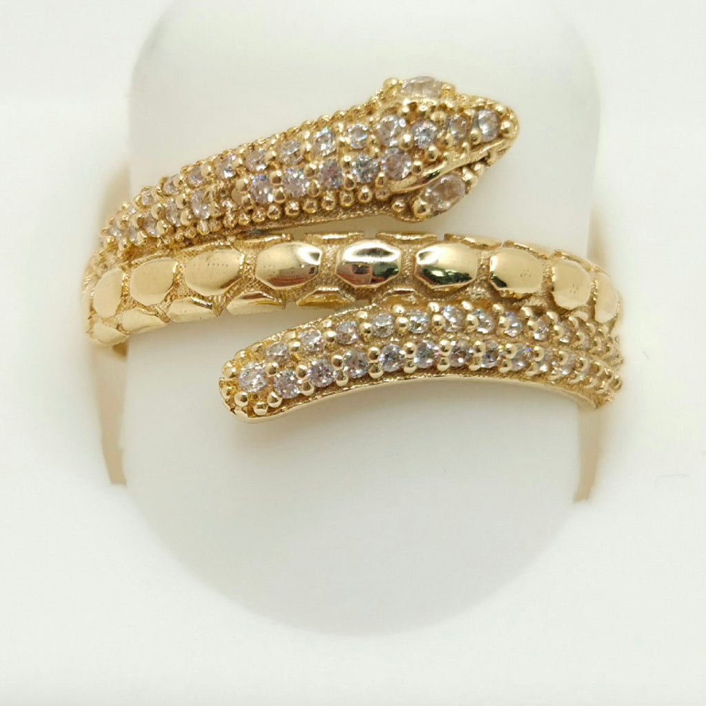 14KT MODERN CZ SNAKE RING Size 7 Weight 2.9GR