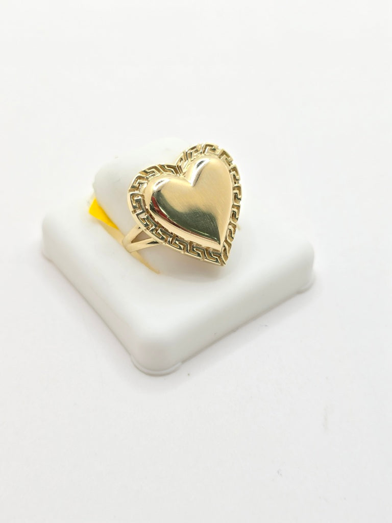 14KT GREEK STYLE HEART RING Size 7 Weight 5.2GR