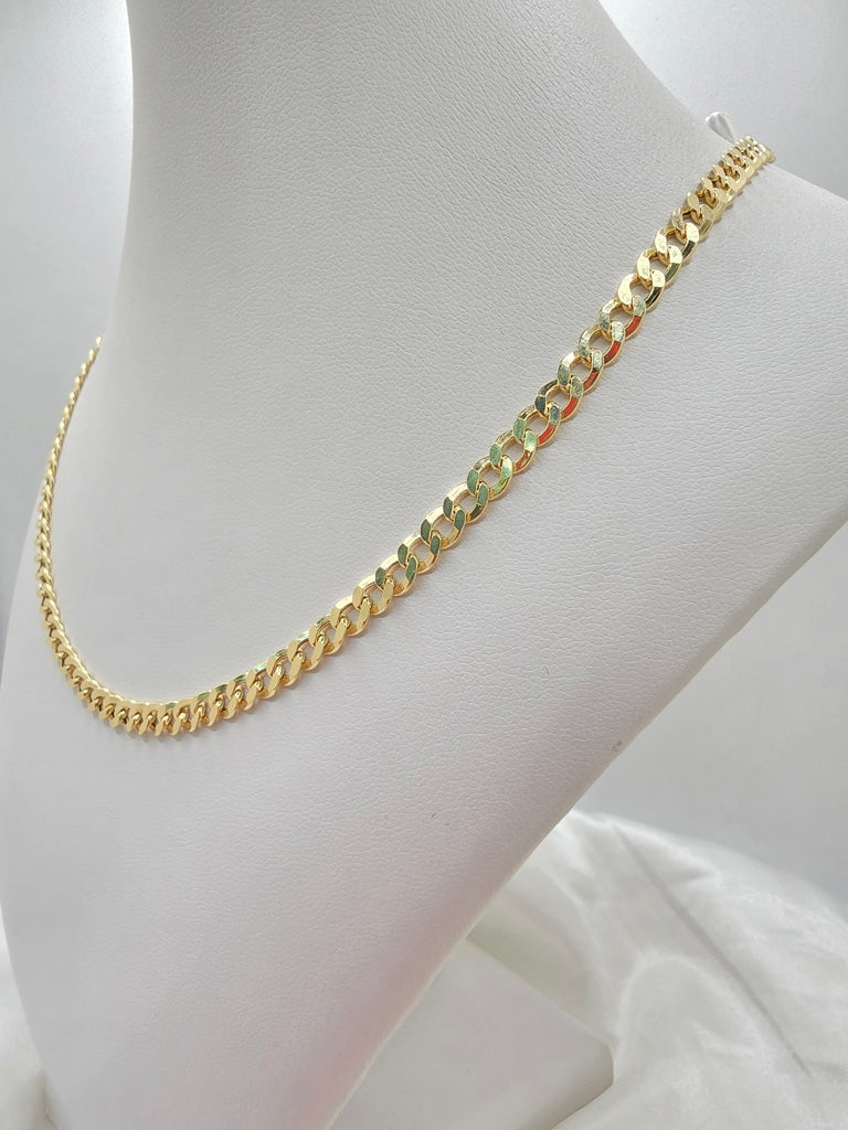 10KT HOLLOW CUBAN CURB FLAT CHAIN Size 18INCH 5.5MM Weight 8.3GR