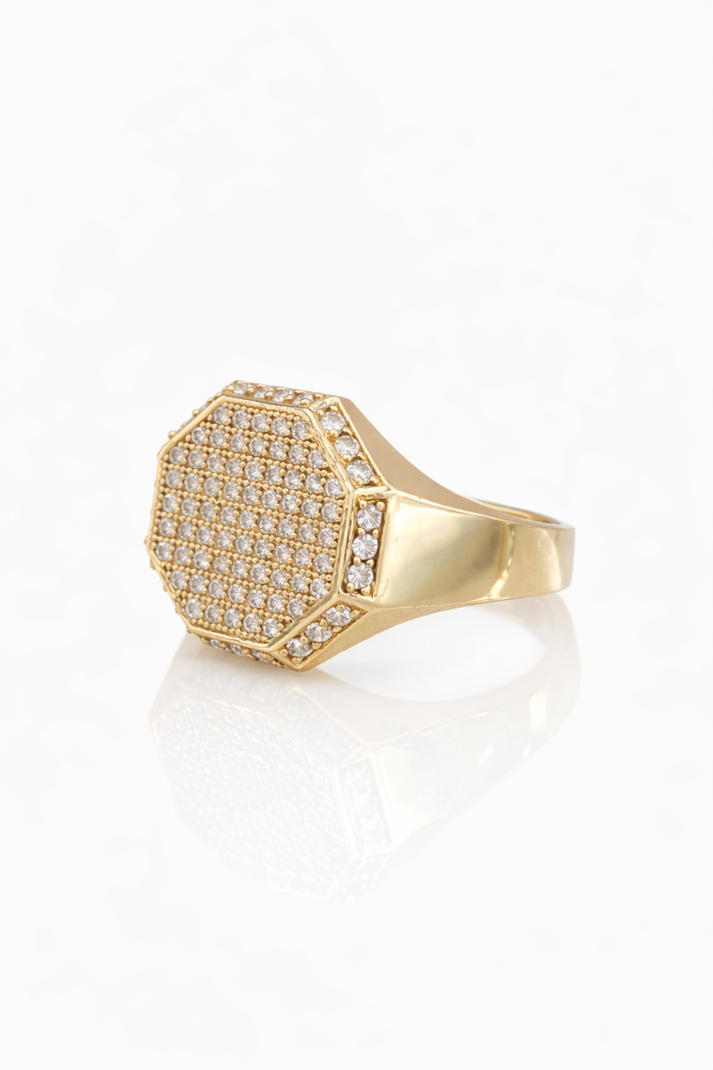 10KT MODERN CZ OCTAGON SHAPE RING Size 11 Weigth 4.7GR