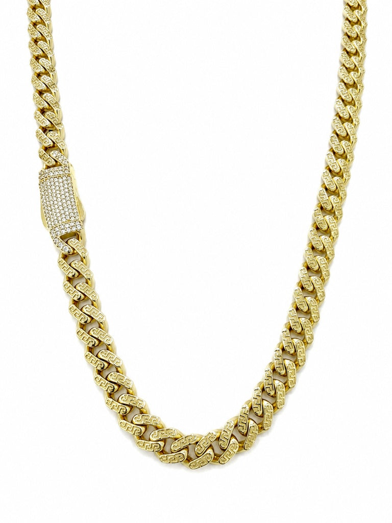 10K GREEK MONACO STYLE CHAIN Size 22INCH 7MM