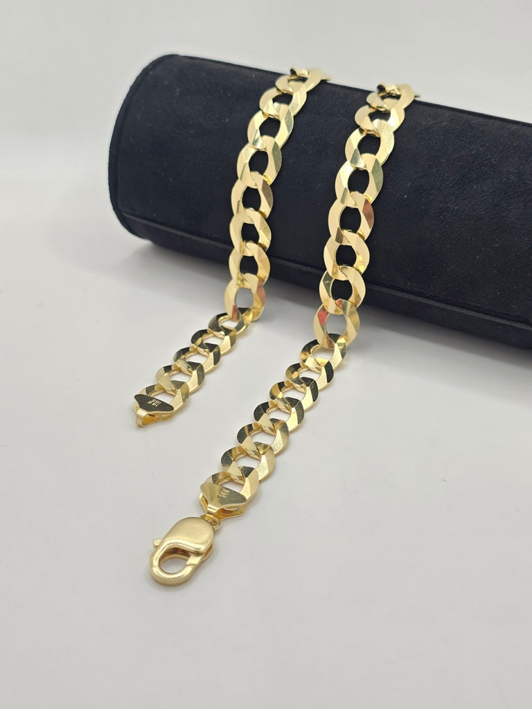 14KT SOLID CUBAN CURB FLAT BRACELET Size 8.5INCH 12MM Weight 29.5GR