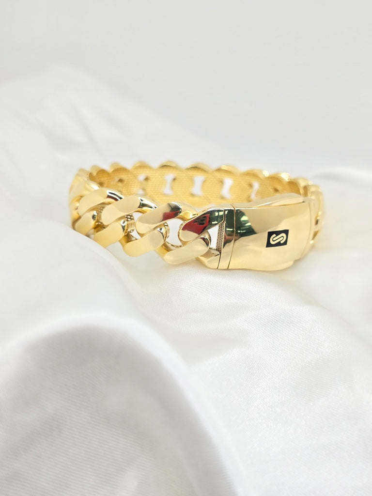 10KT PLAIN CERTIFIED MONACO BANGLE Size 15.5MM Weight 24.3GR