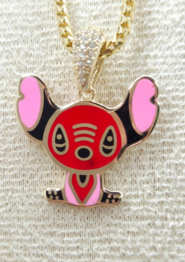 10KT RED FLAT STYLE STITCH PENDANT  Weight 3.3GR