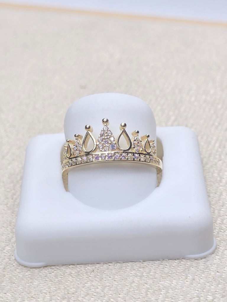 14KT DELICATE PRINCESS CROWN STYLE RING Size 7 Weigth 1.7GR