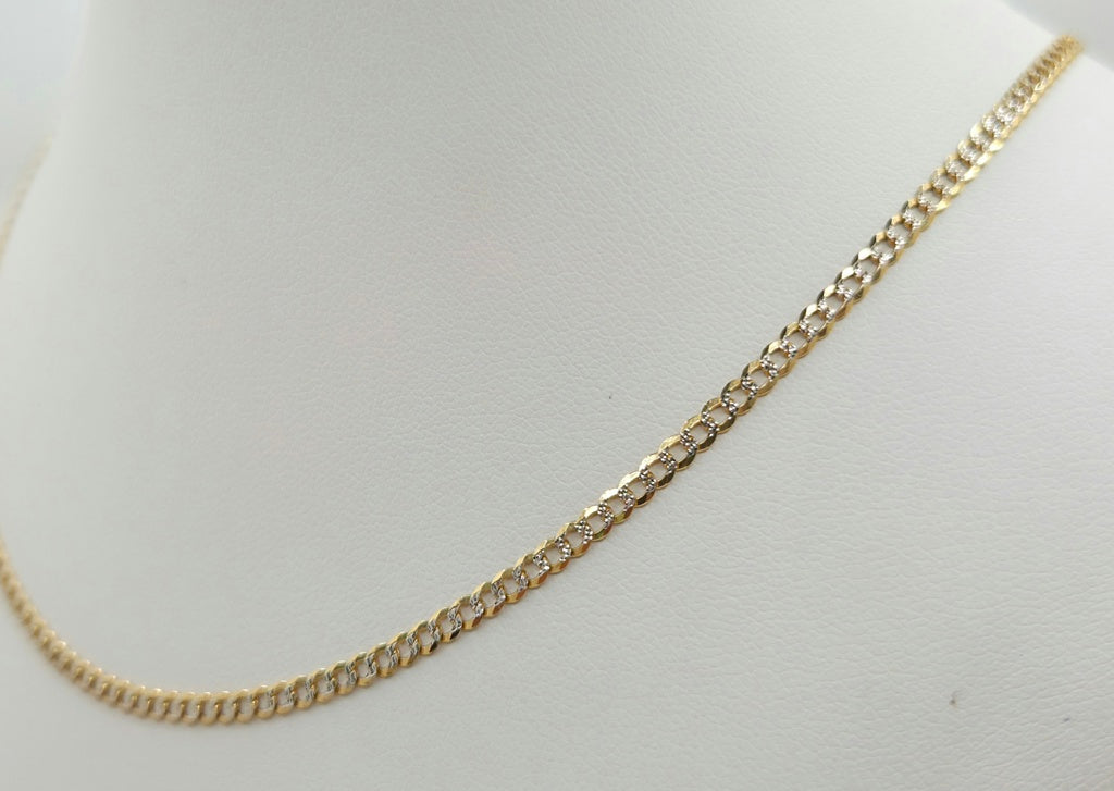 10KT TWO TONE CUBAN CURB FLAT Size 22INCH 4MM Weight 7.35GR
