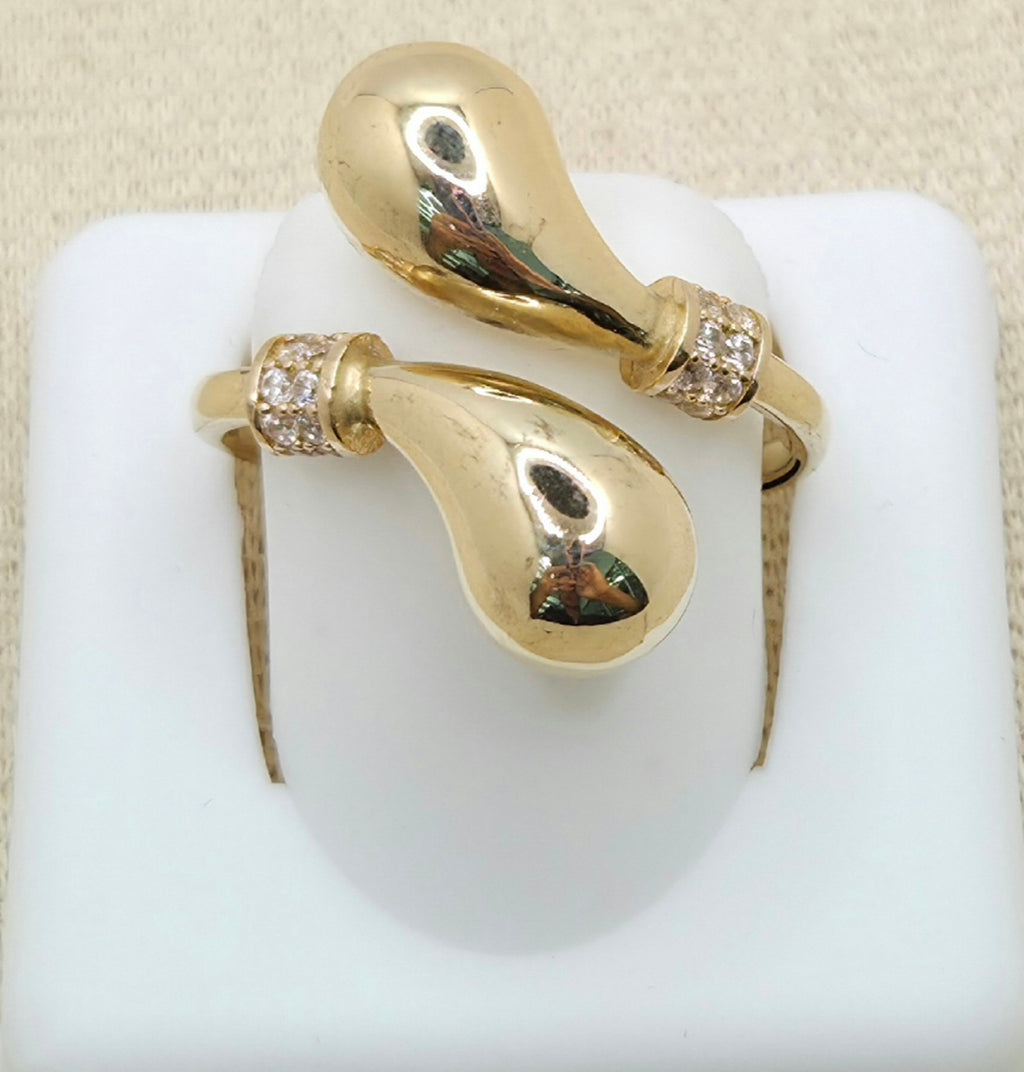 14KT CZ MODERN SMALL DROPS Size 8 Weight 3.2GR