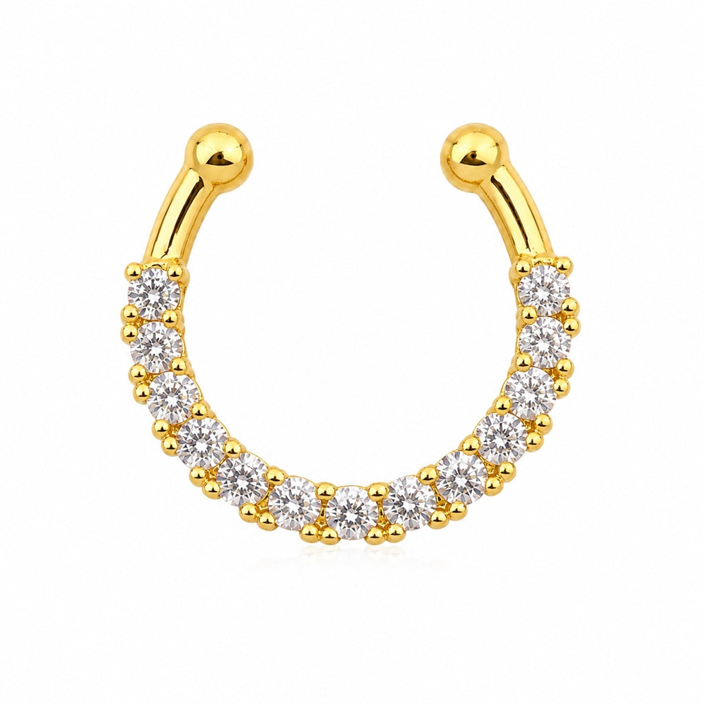 10KT CZ BULLY NOSE PIERCING Size S REF-150375/0000