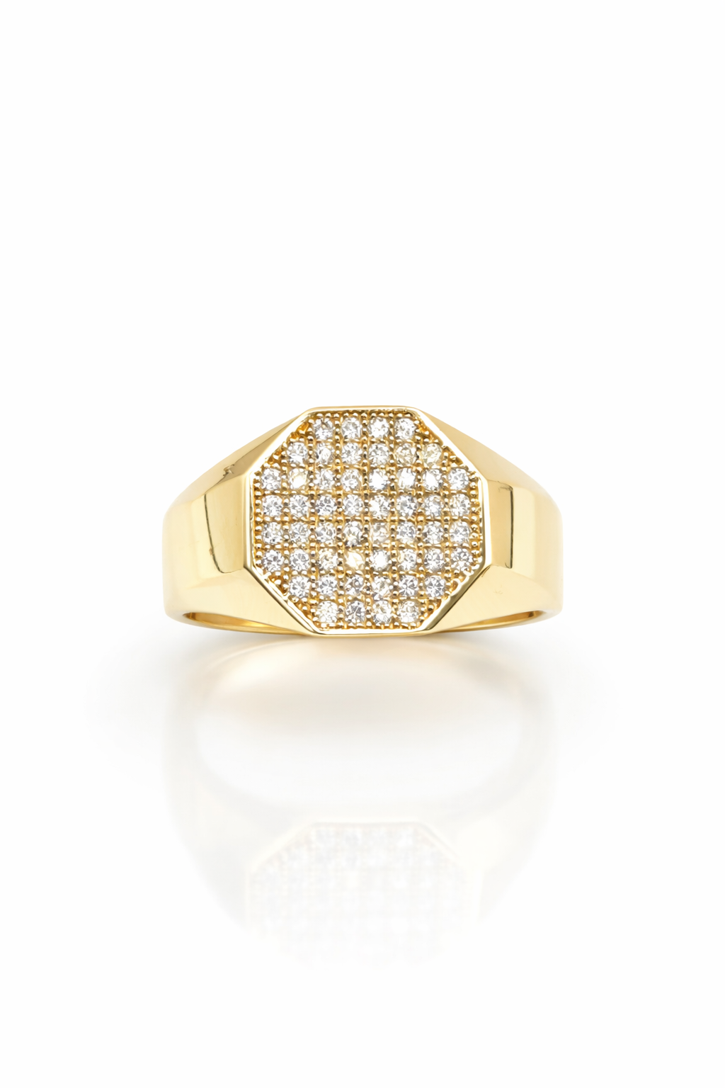 10KT SPECIAL OFFER MODERN HEXAGON CZ RING Size 10 Weigth 3.2GR