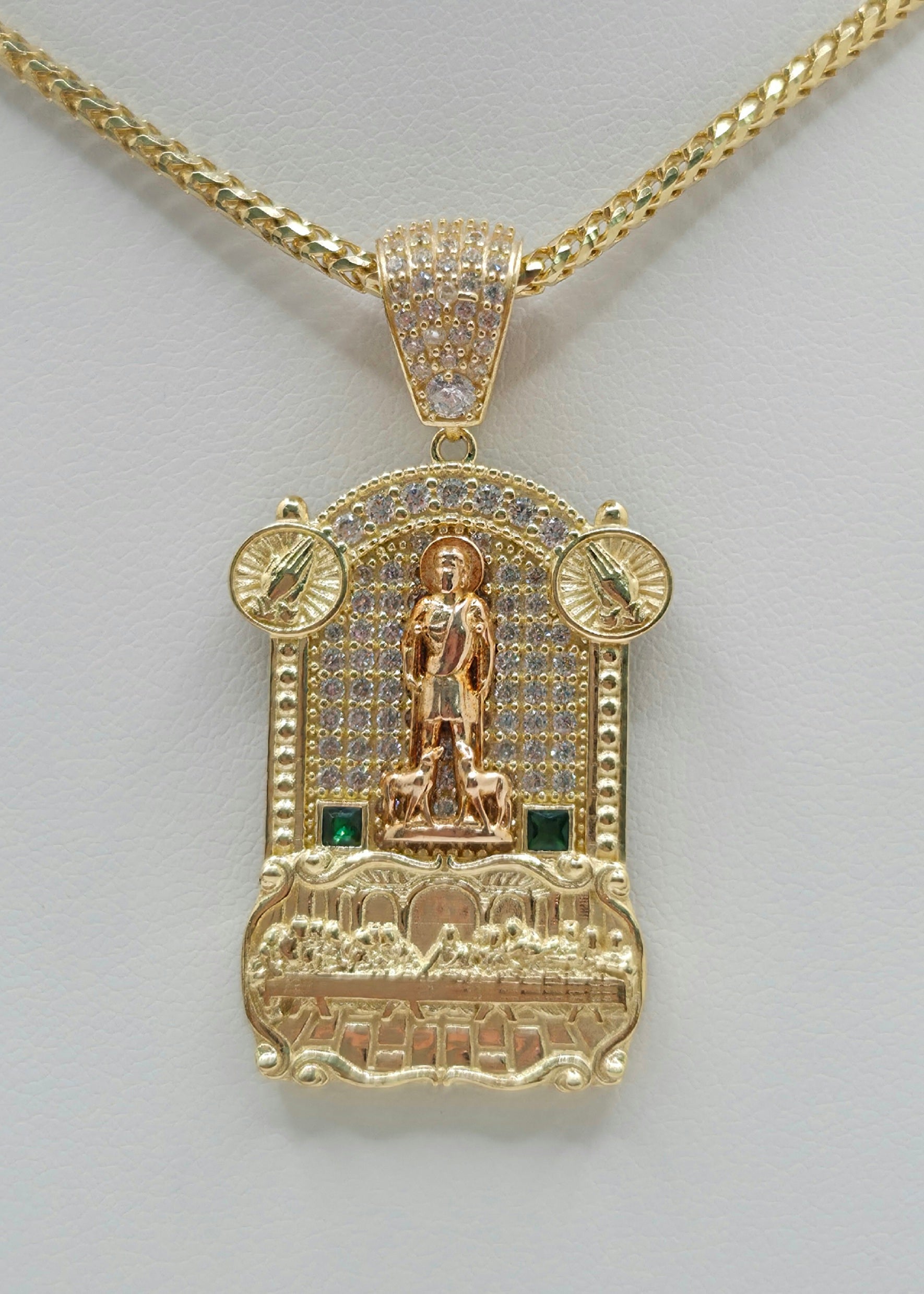 14KT LAST SUPPER & SAN LAZARO PENDANT Weight 8.6GR