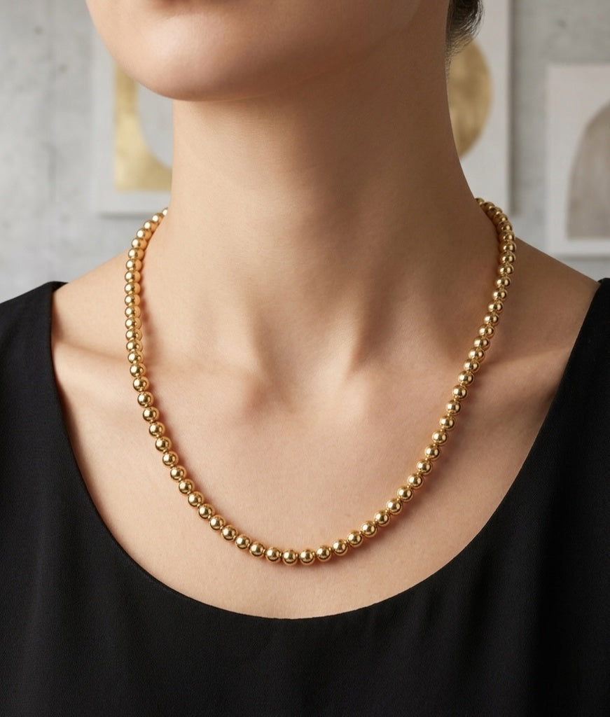 10KT BALLS NECKLACE Size 5MM 18INCH Weight 9.4GR