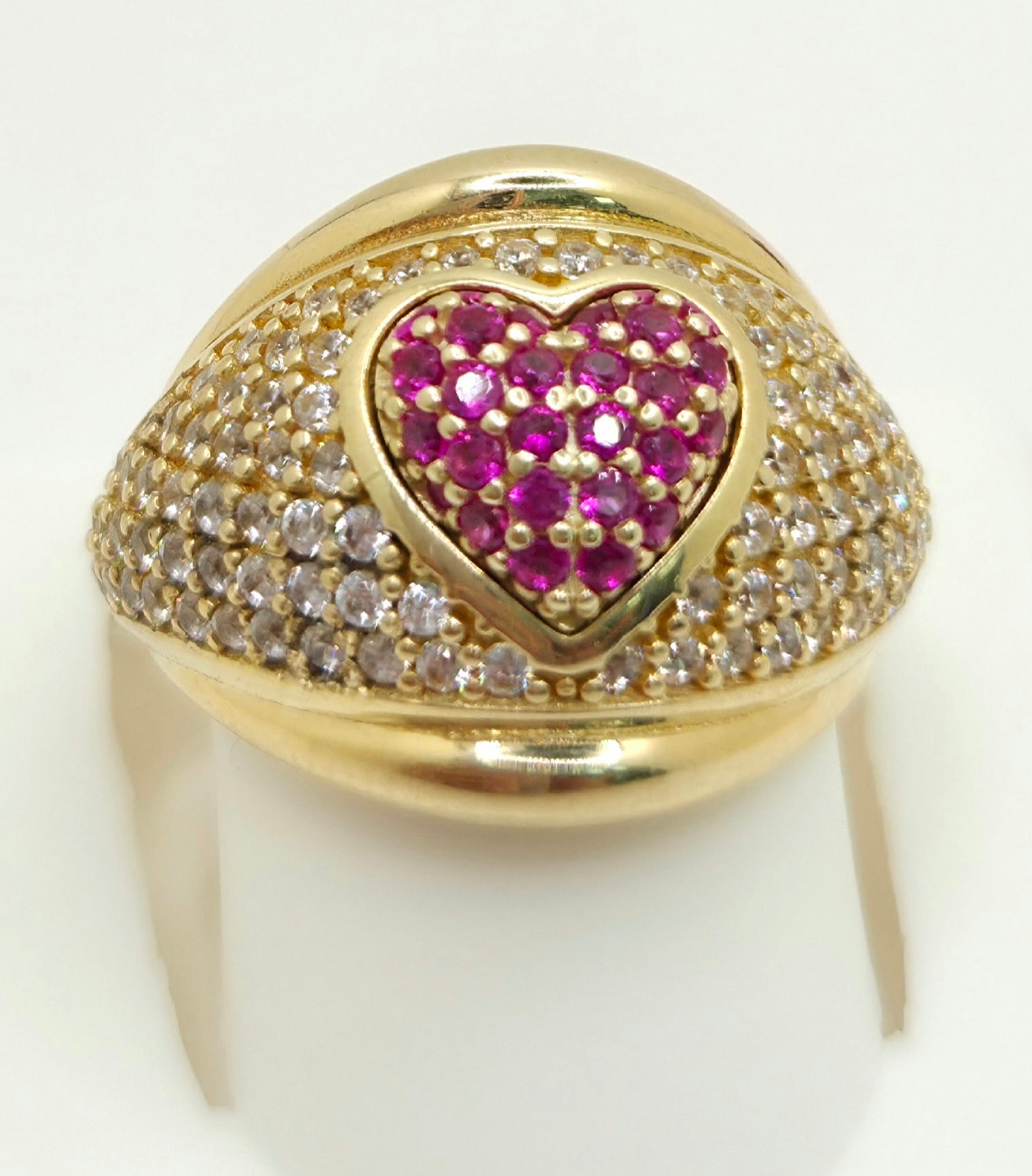 14KT PINK CZ HEART RING Size 6.5 Weight 5GR