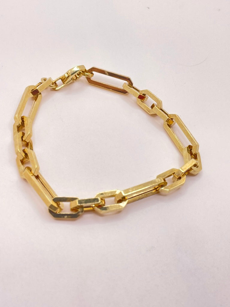 14KT  SQUARE PAPER CLIP BRACELET Size 7INCH 6MM Weight 5.1GR