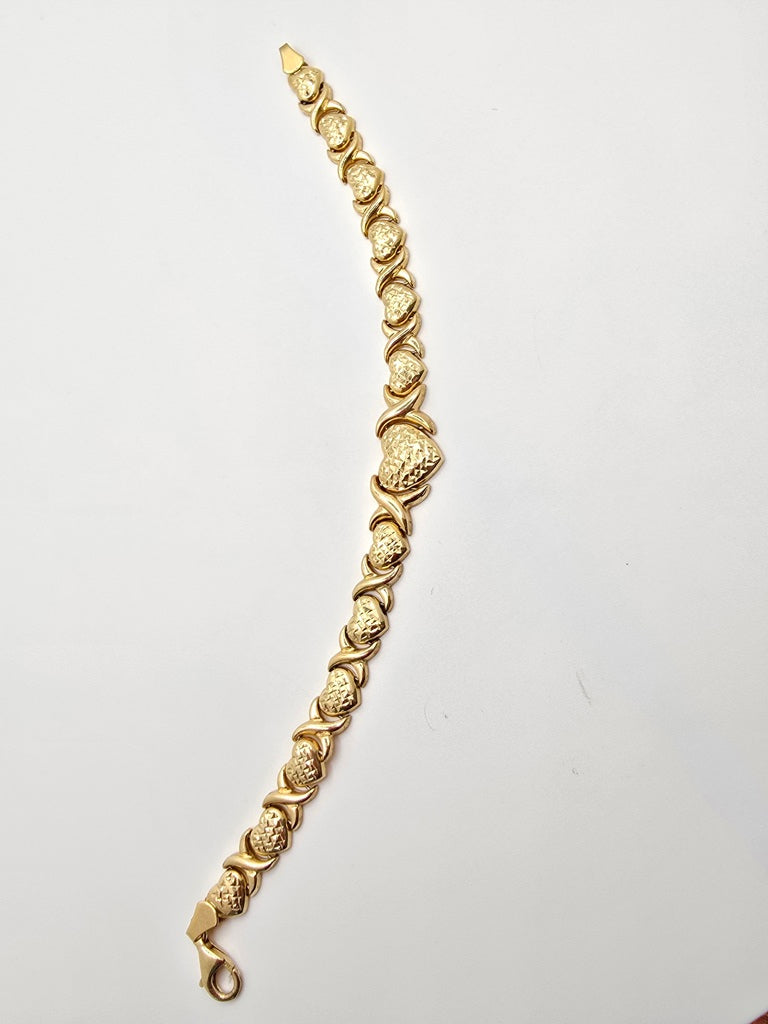 10KT  HEART XOXO LINK BRACELET Size 7.5INCH Weight 6.7GR