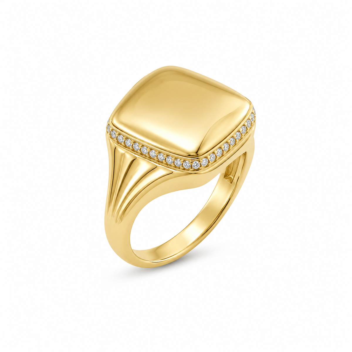 14KT VINTAGE STYLE PLAIN SQUARE RING Size 7 Weight 4.8GR
