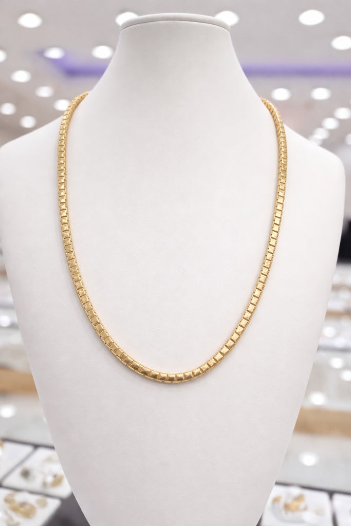 10KT CERTIFIED MONACO BOX CHAIN Size 20INC 4MM Weight 16.5GR