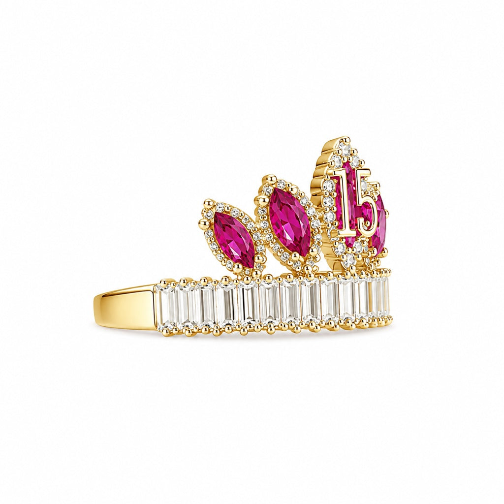 10KT 15ANERA PINK CROWN RING Size 7.5 Weigth 3.3GR