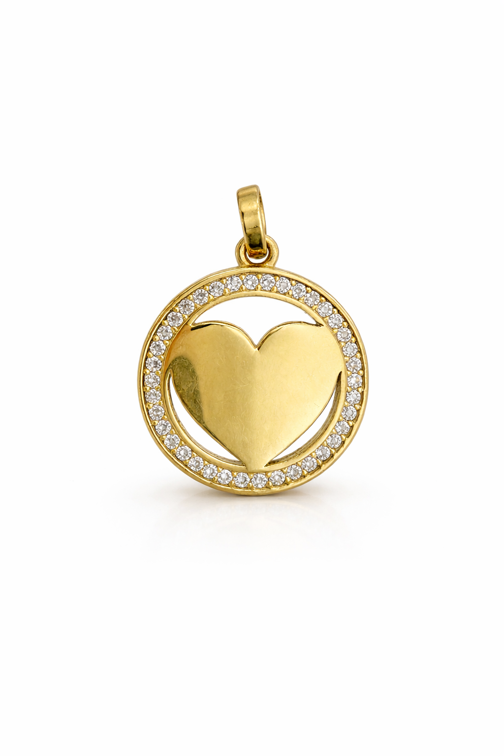 10KT CZ ROUND PLAIN HEART INSIDE PENDANT Weight 1.6GR