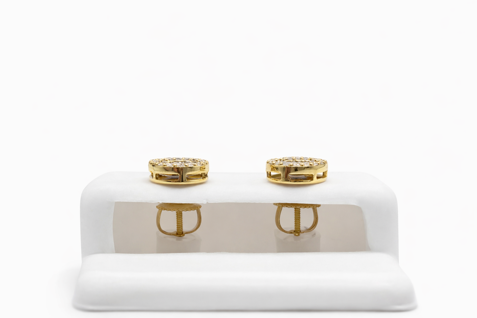 14KT DELICATE OVAL NATURAL DIAMOND EARRINGS