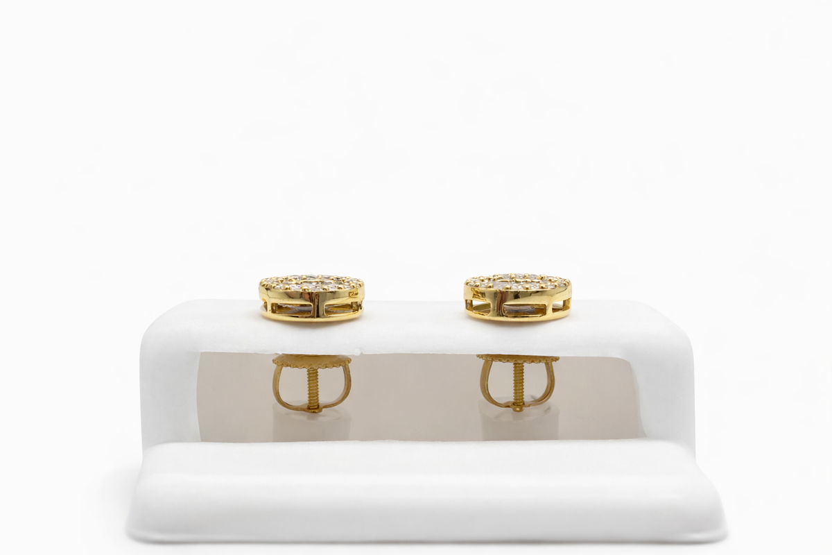 14KT DELICATE OVAL NATURAL DIAMOND EARRINGS