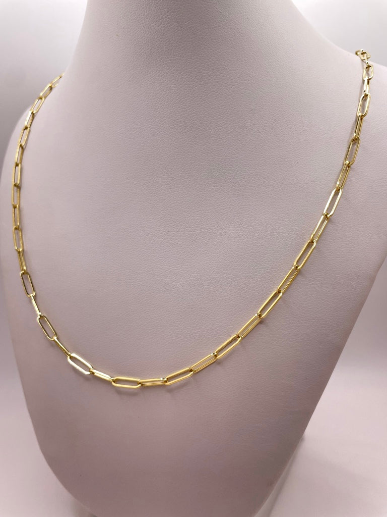 10KT PAPER CLIP CHAIN 18INCH 2MM