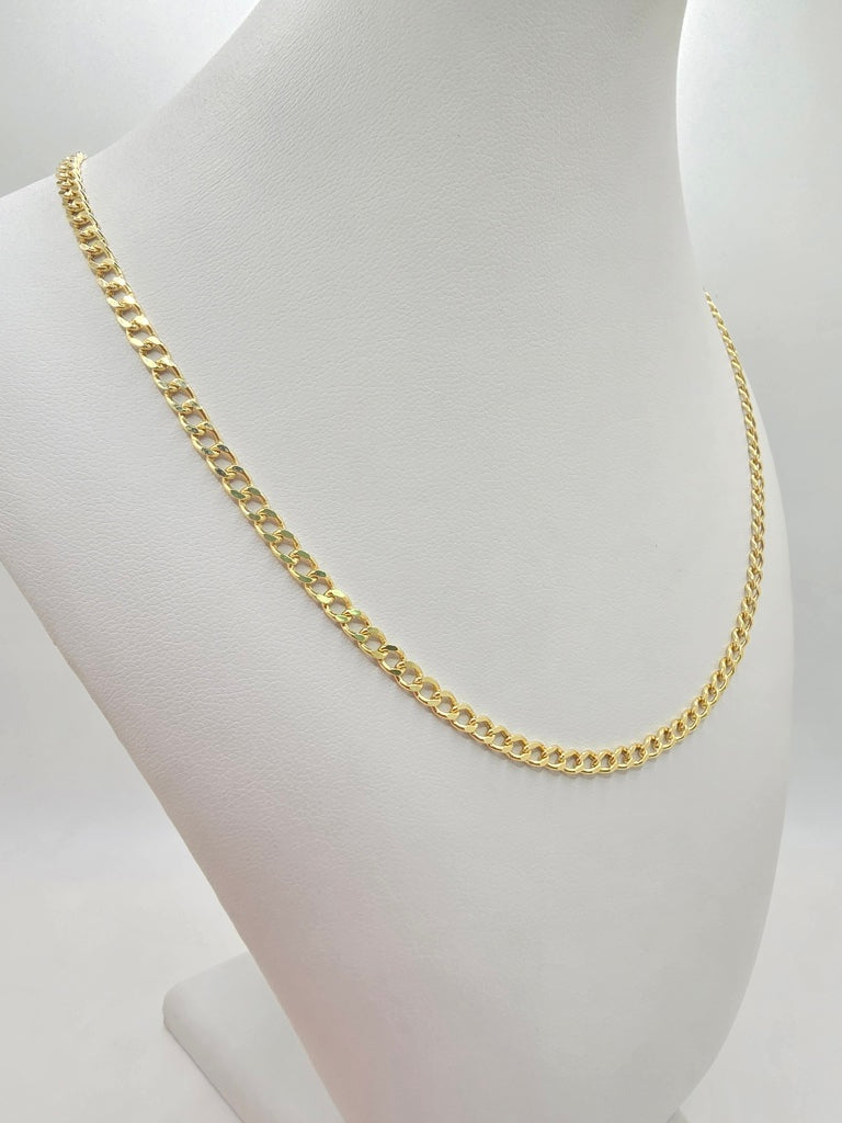 10KT HOLLOW CUBAN CURB FLAT CHAIN Size 16INCH 3.5MM Weight 3.9GR