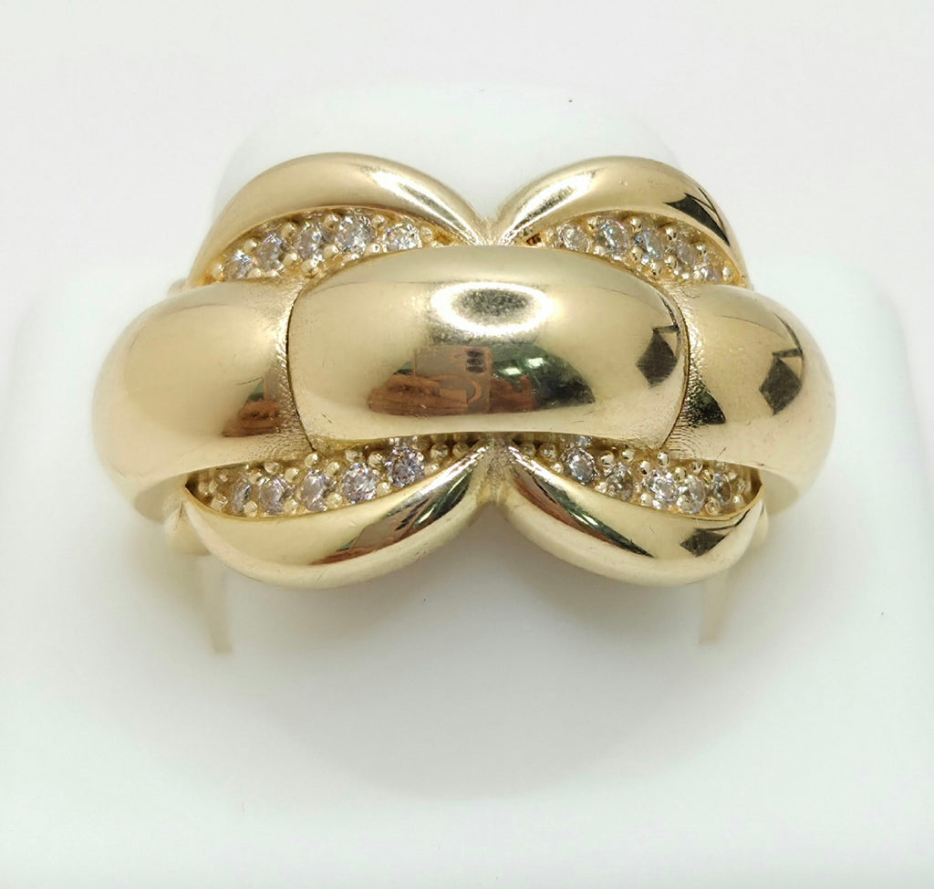 14KT CZ MAXI STYLE RING Size 7 Weight 5.4GR