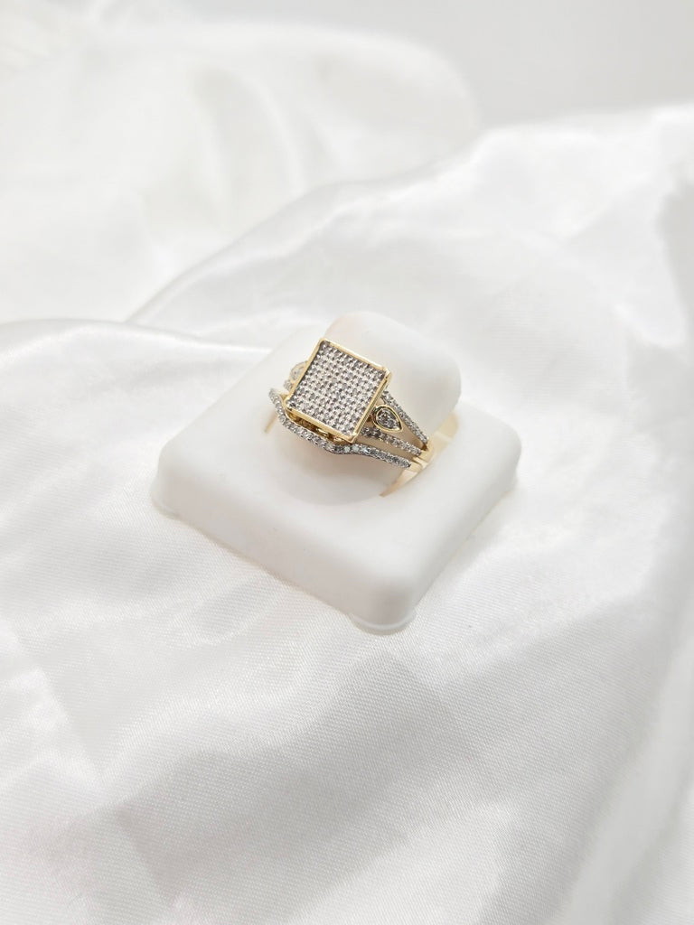 10KT LARGE SQUARE STONE WOMEN'S DIAMOND ENGAGEMENT RING Size 7