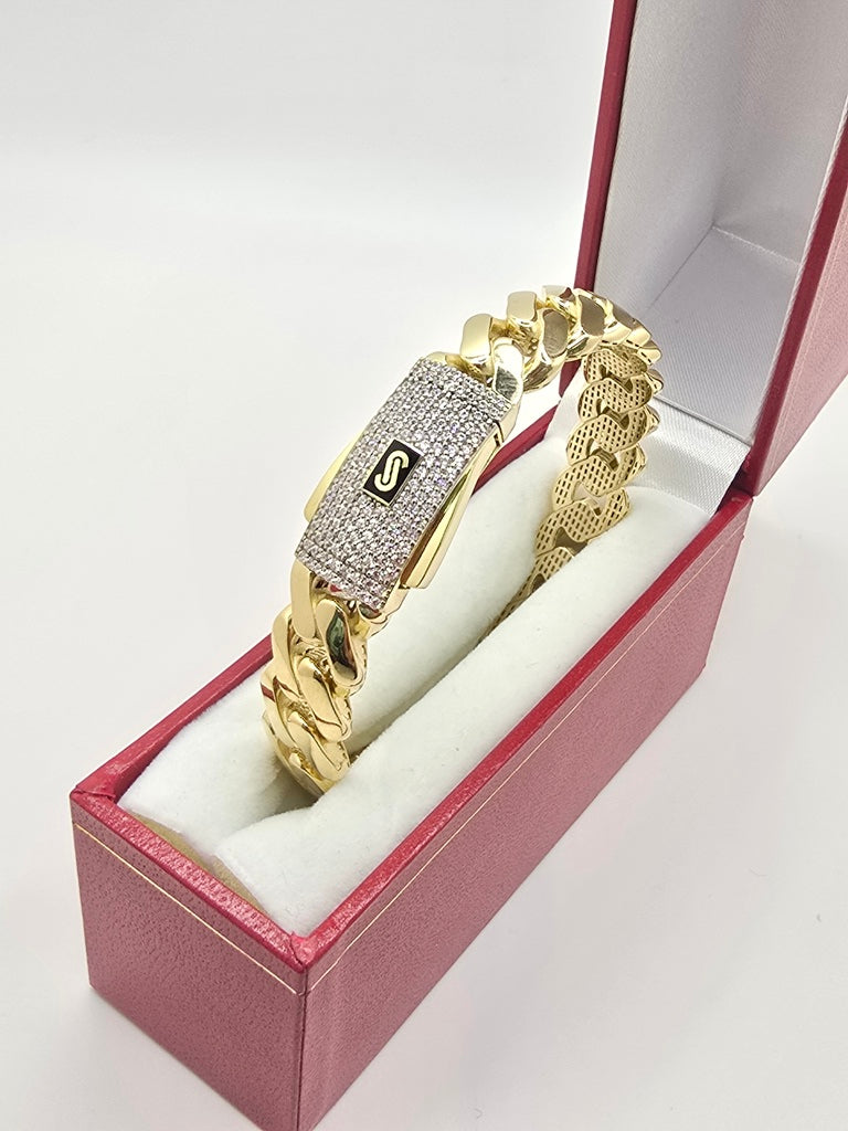 10KT CERTIFIED MONACO BANGLE CZ CLOSURE Size 11.5MM Weight 16.8GR