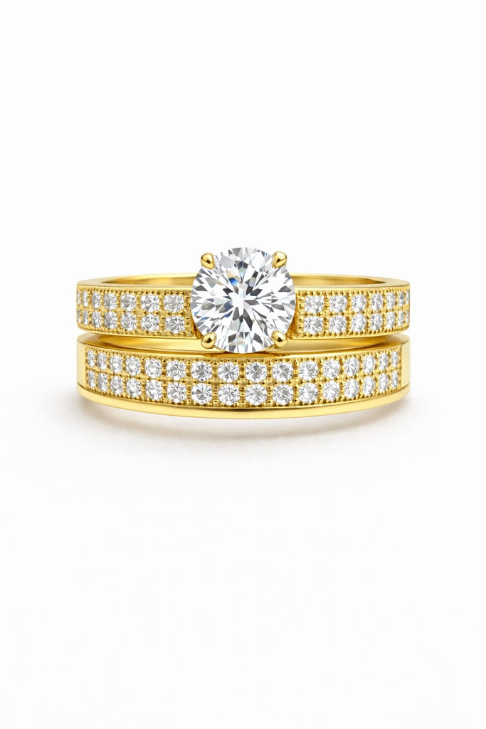 10KT TWO ROW CZ ENGAGEMENT WOMAN'S RING Size 7 Weigth 5.8GR