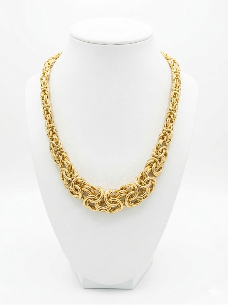10KT DEGRADING BYZENTINE NECKLACE Size 18INCH Weight 40.1GR