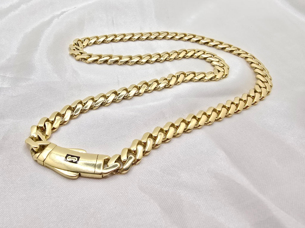 10KT PLAIN  CERTIFIED MONACO CHAIN Size 11.5MM 24INCH Weight 38.1GR