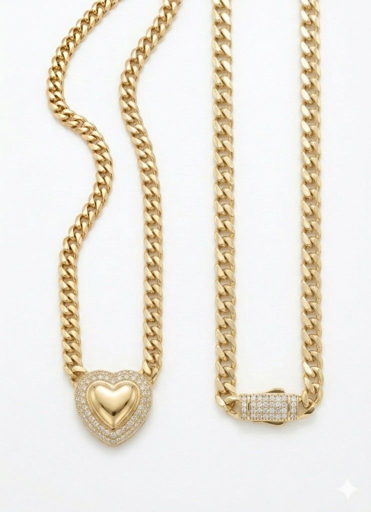 10KT CZ FRAME SMALL HEART NECKLACE Size 18INCH 5MM Weigth 11GR