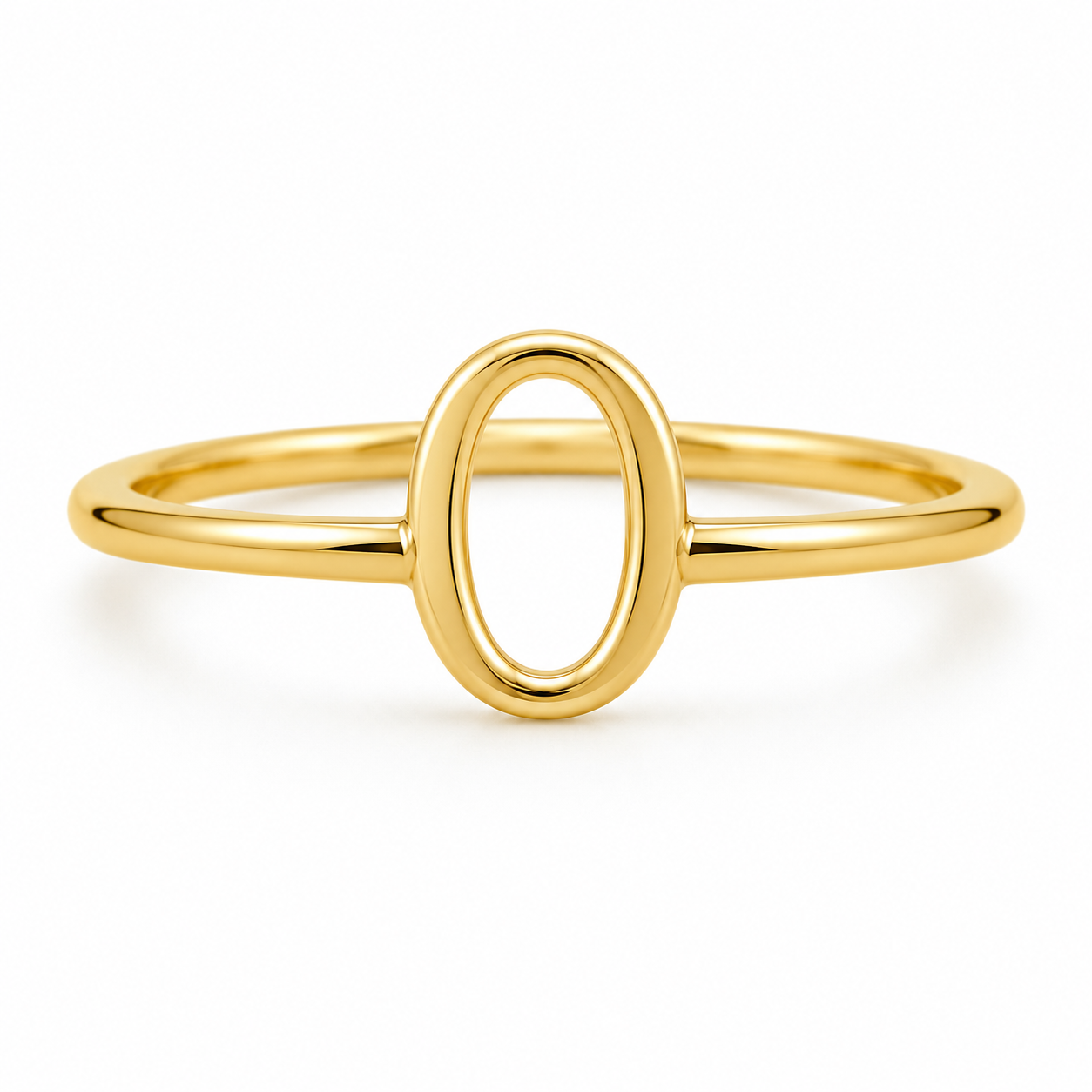 14KT "O" LETTER RING Size 6.5 Weight 1.2GR