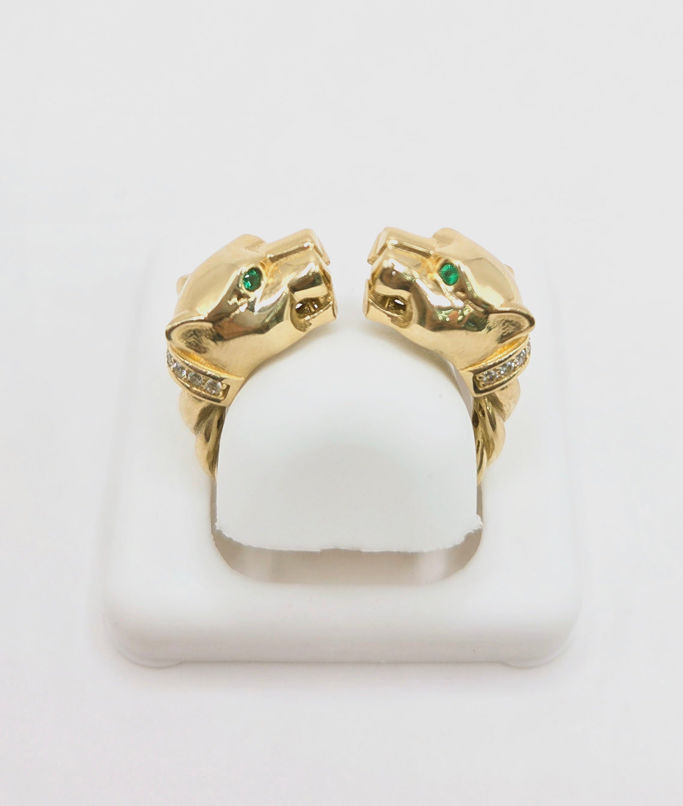 10KT EXOTIC TWO TIGER HEAD RING  Size 9 Weigth 4.1GR