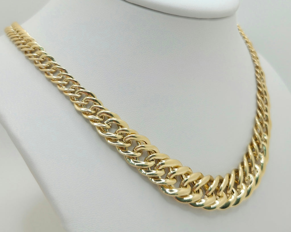 10KT DEGRADING CUBAN LINK STYLE NECKLACE Size 18INCH Weight 14.3GR