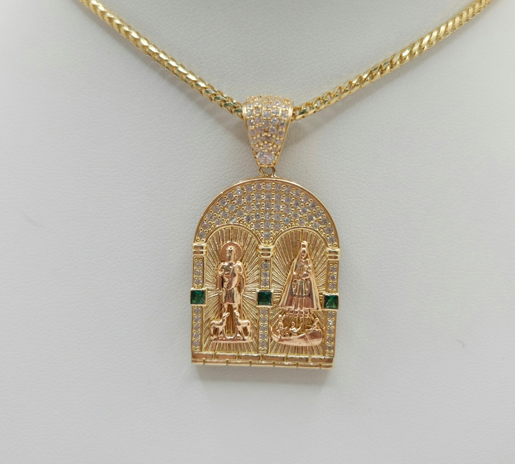 14KT HOUSE STYLE SAN LAZARO & CARIDAD PENDANT Weight 9.2GR