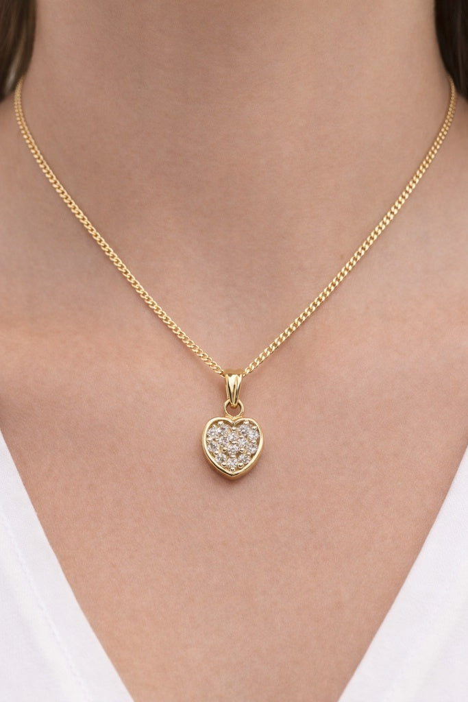 10KT YELLOW GOLD SMALL HEART DIAMOND PENDANT Size  Weigth 1.2GR