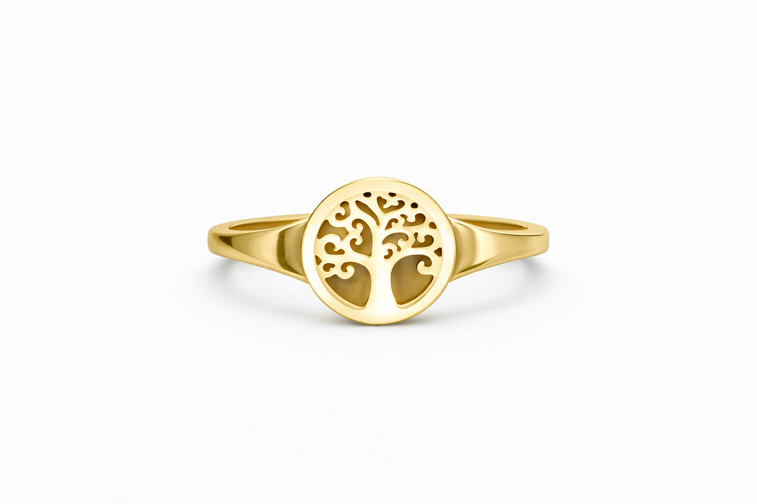 10KT SMALL RING WITH REPRESENTATION OF THE TREE OF LIFE Size 7.5 Weight 1.3GR