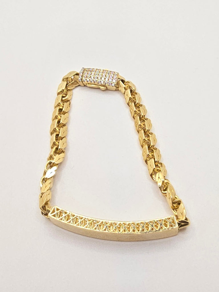 10KT CHINO LINK WITH GREEK STYLE  BRACELET Size 7INCH 6MM Weight 10.9GR