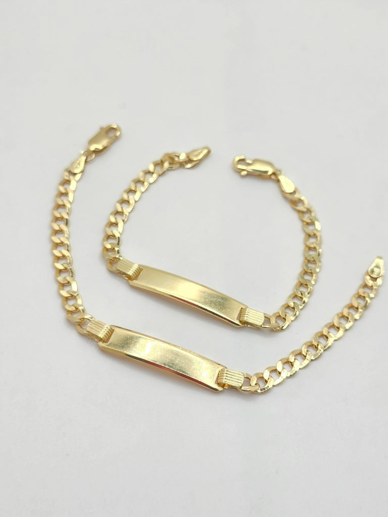 10KT BABY ID CUBAN CURB FLAT BRACELET Size 6INCH 4.5MM Weight 3.9GR