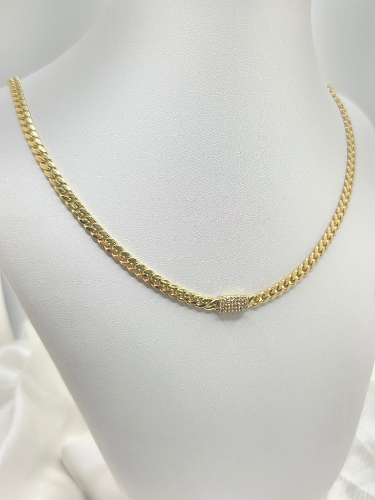 10KT SOLID MIAMI CUBAN CHAIN CZ LOCK Size 22INCH 3MM Weight 14GR