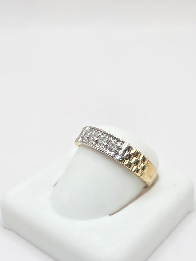 10KT TWO TONE ENGAGEMENT MAN'S RING Size 10  Weigth 2.3GR