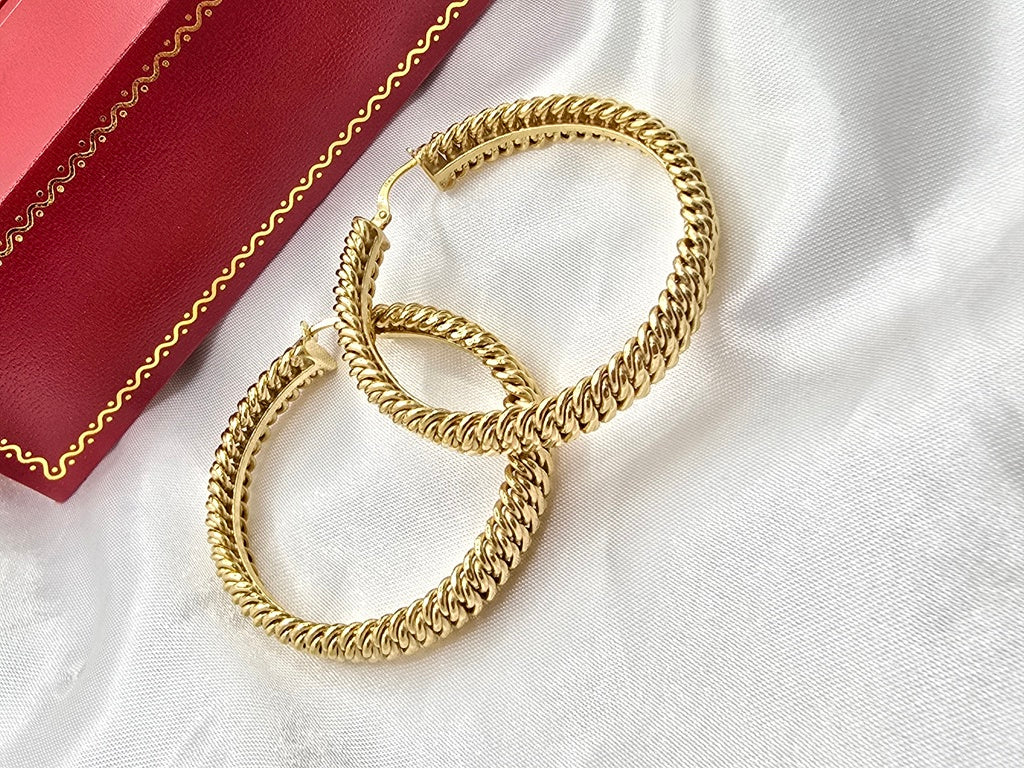 14KT PRINCESSA STYLE HOOPS EARRINGS Size 7.5MM Weight 10.5GR