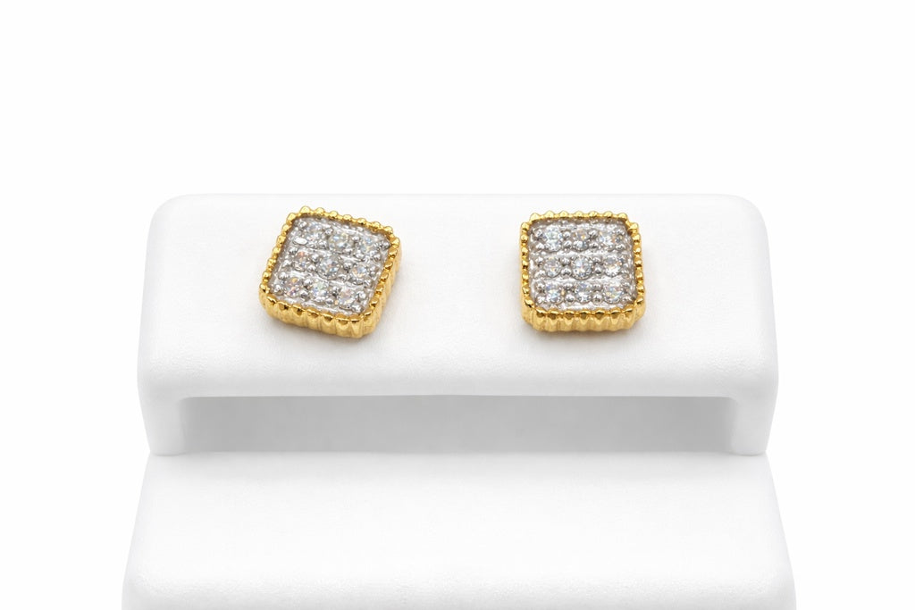 14KT DELICATE SQUARE NATURAL DIAMOND EARRINGS