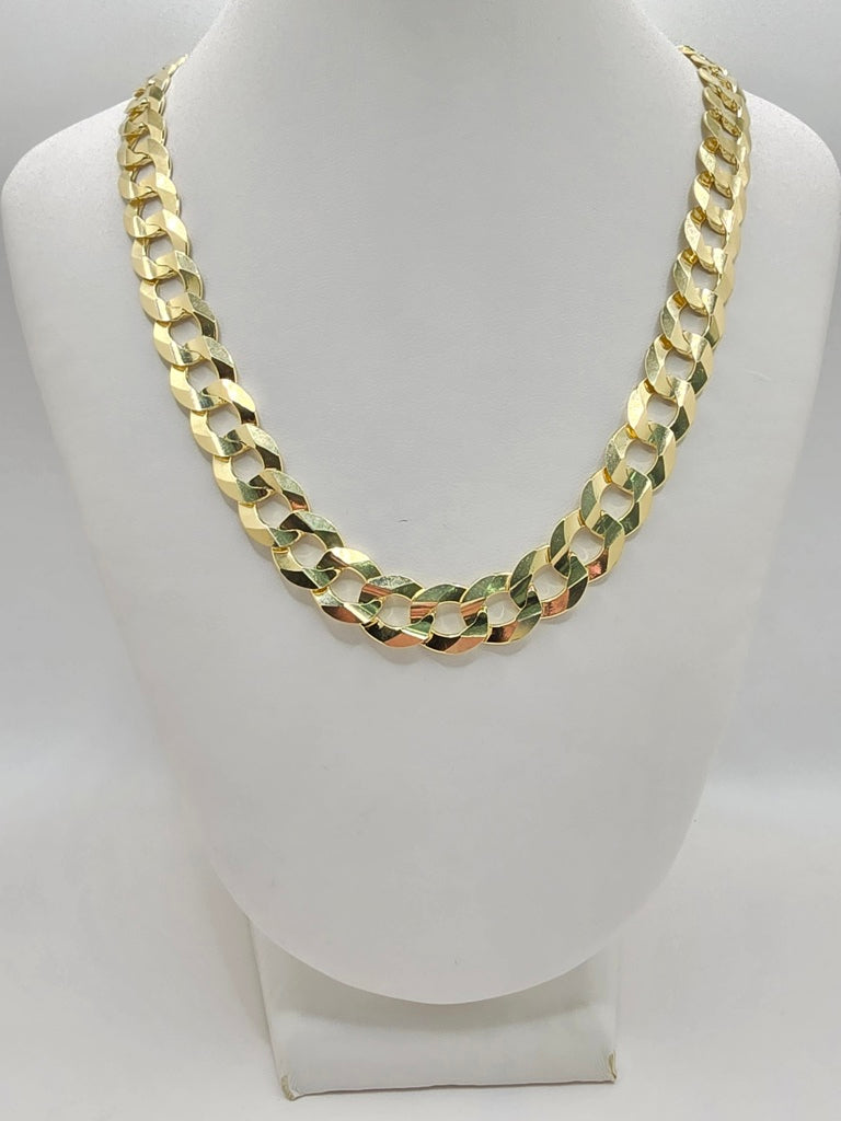 10KT SOLID CUBAN CURB FLAT CHAIN Size 22INCH 11MM Weight 57.8GR