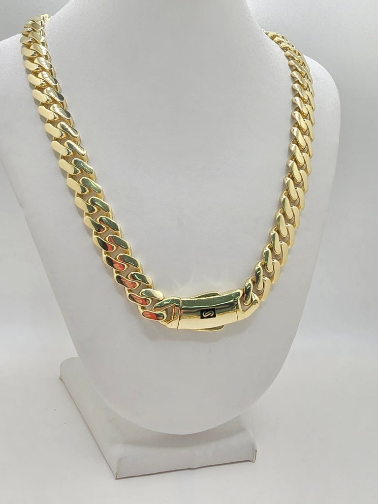 10KT CERTIFIED PLAIN MONACO CHAIN Size 22INCH 11.5MM Weight 35.1GR