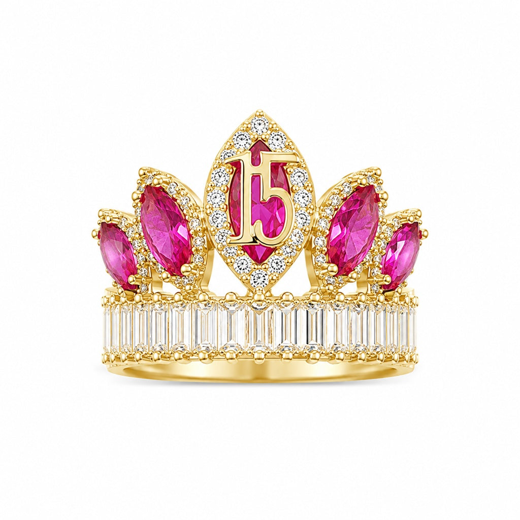 10KT 15ANERA PINK CROWN RING Size 7.5 Weigth 3.3GR