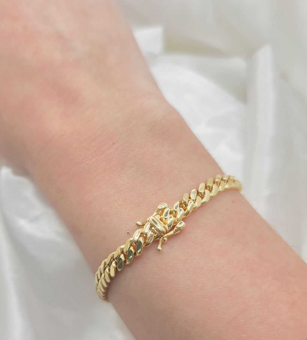 10KT SOLID MIAMI CUBAN BRACELET Size 9INCH 6.5MM Weight 23.9GR