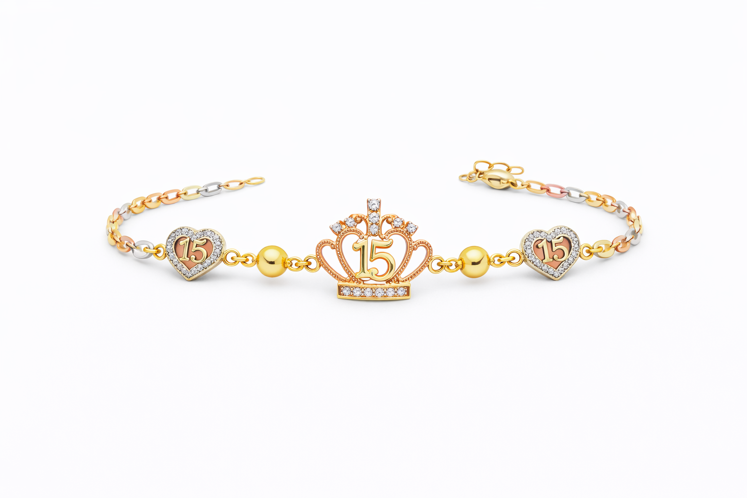 10KT THREE-GOLD 15-YEAR BRACELET Size 7INCH Weight 4.2GR